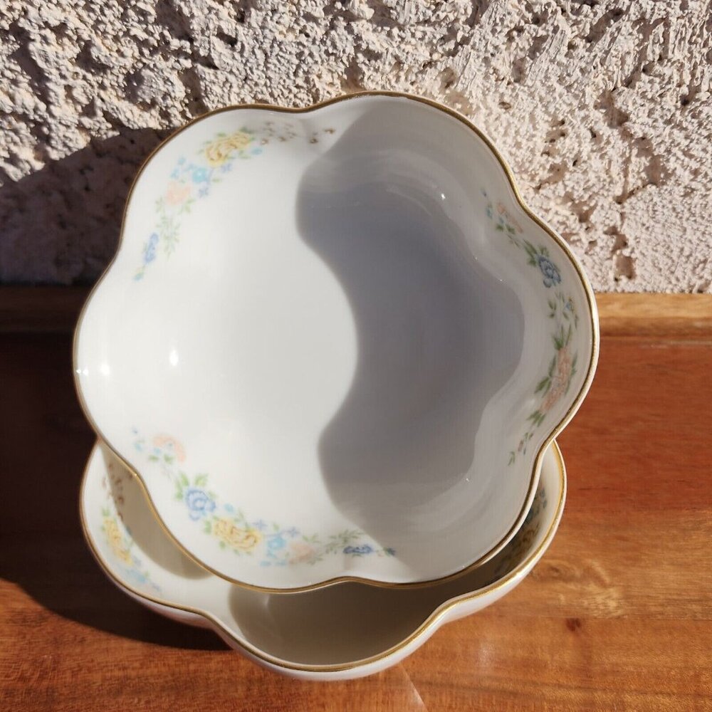2 Gorham Cherrywood Melon Serving Bowl 5" 24Kt Gold rim snack nut dip dish - Picture 4 of 10